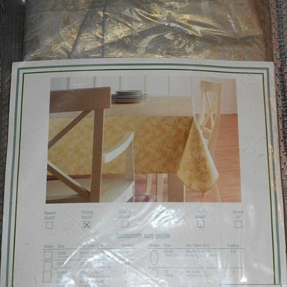 Classics Vinyl Gold Oblong Fabric Back Tablecloth - Picture 4 of 4
